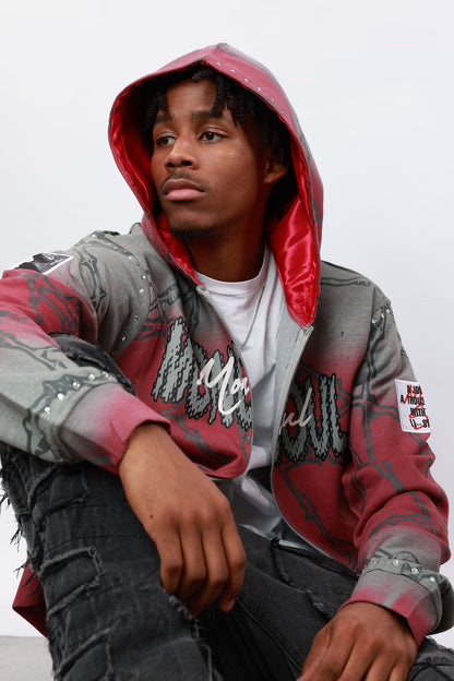 MONOSOUL: NO ESCAPE (Satin in-laced Zip-up Hoodie)