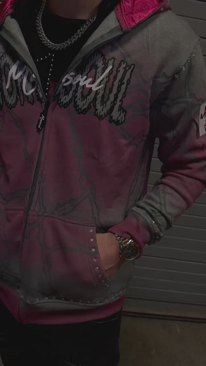 MONOSOUL: NO ESCAPE (Satin in-laced Zip-up Hoodie)